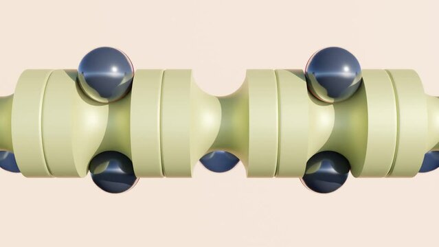 Rotating Tube with Grooves for Synchronized Ball Bearings: Abstract 3D Motion
