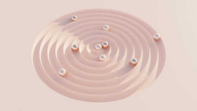 Synchronized Sphere Motion: Abstract Animation of Circular Paths with Varying Speeds