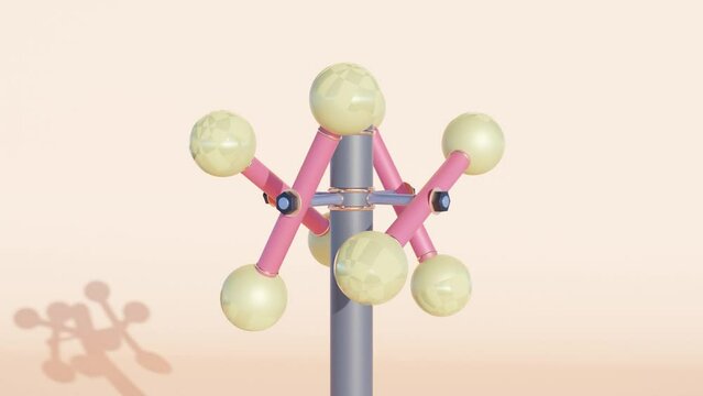 Abstract Construction with Spheres on Rotating Sticks: Dynamic 3D Motion Graphic