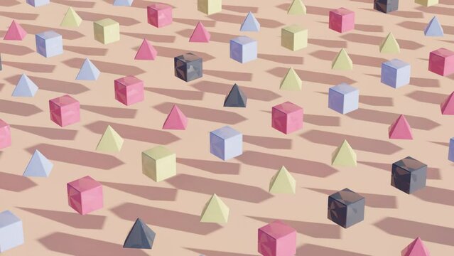 Moving Surface of Colorful Geometric Shapes: Abstract 3D Motion Graphic
