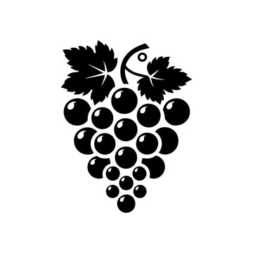 a black silhouette of a grape cluster on a white background