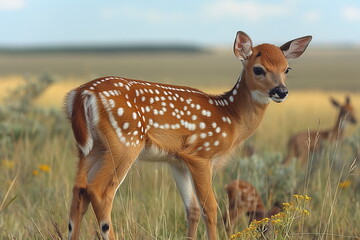 Spotted Deer in a Field: A Generative AI Illustration