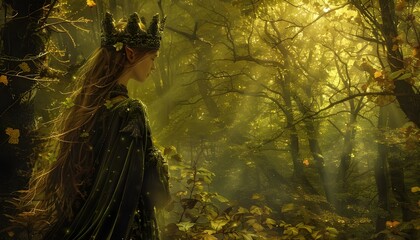 Queen of the elves in the woods - obrazy, fototapety, plakaty