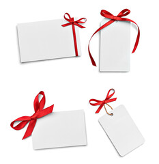 ribbon bow card note paper label gift holiday tag sign party birthday chirstmas celebration greeting - 763072240