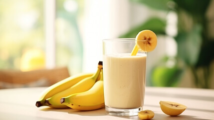 Vegetarian healthy banana smoothie cold cocktail summer