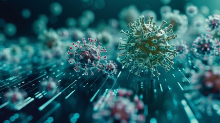 3D Virus Particles Illustration, Apt for Health and Science Content - obrazy, fototapety, plakaty