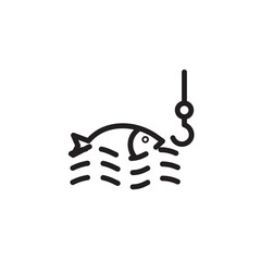 fishing hook fish line icon - obrazy, fototapety, plakaty