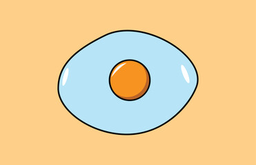 Fried egg breakfast cartoon icon isolated. Flat omelet meal yolk logo shape symbol design 2 3 2