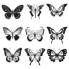 Obraz premium Butterflies set isolated on a white background. Vector illustration.
