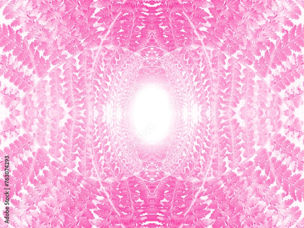Aufkleber abstract background with symmetrical pattern of fern leaf pattern and effect depth of space and rays