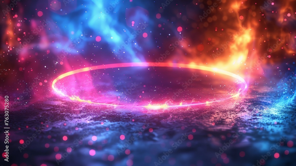 Leinwandbilder modern eps10 background with shiny round frame with light bursts. background for technology.