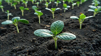 Loamy soils are abundant with seedlings. Nutrients are vital to plant growth. A soil is adorned with a digital mineral nutrition icon.