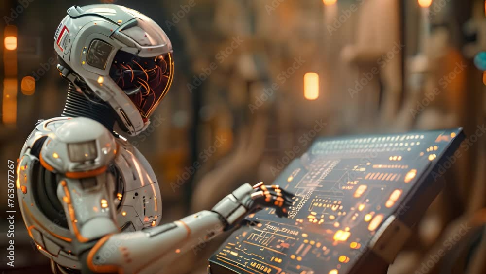 Poster workplace automation: animated portrayal of robot's role in work environment.