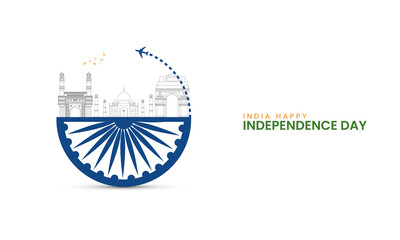 15 August, Happy Independence Day of India, India Independence day creative design for banner. vector illustration
