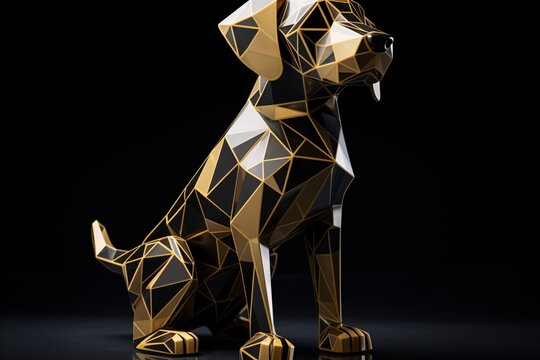 a black and gold dog statue