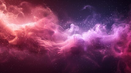 Abstract smoke background with stars on transparent background. Modern illustration of stars, glitter dust, and pink and purple mist clouds. Fantasy galaxy background. - obrazy, fototapety, plakaty