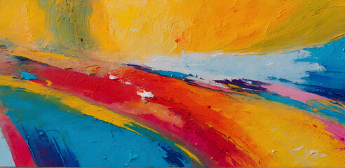 Closeup of abstract rough colorful multicolored art painting texture, with oil brushstroke. ai...