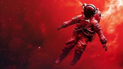 Red Suit Astronaut Illustration