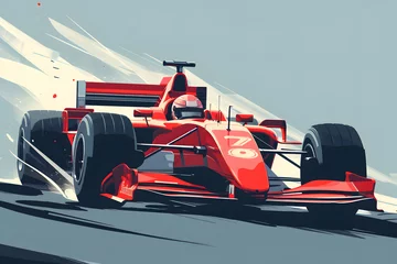Poster Höchstgeschwindigkeit: Formel 1 Rennwagen rasen über die Rennstrecke © Lake Stylez