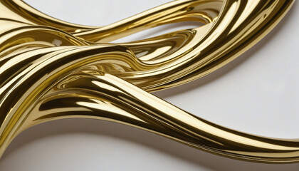 Abstract realistic golden metal shape