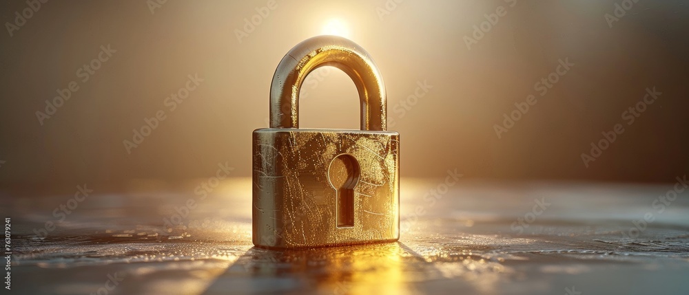 Aufkleber Padlock with password and golden lock. Cyber privacy concept. Cartoon icon design for web and app isolated on white background.