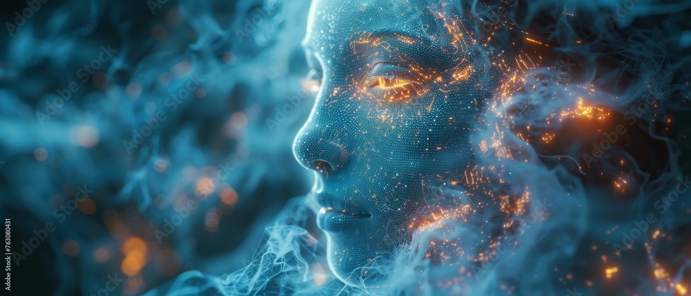 Poster ai (artificial intelligence). communication network concept.