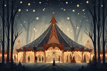 a large tent with people standing in front of it - obrazy, fototapety, plakaty