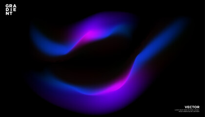 Dark Blue Purple Abstract Energy Wallpaper. Neon Aesthetic artwork. Swirling Neon Color Strokes, psychedelic lights on dark background. Vector Illustration. 