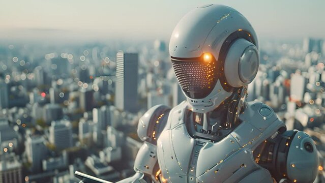 Dynamic android: Futuristic robot animation in motion.