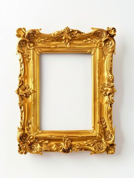 Contemporary golden frame isolated on white background