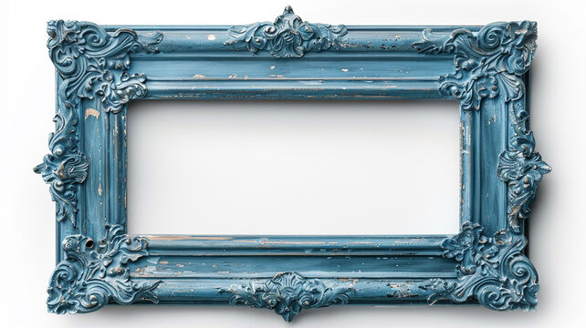 Blank blue wood-frame isolated on white background