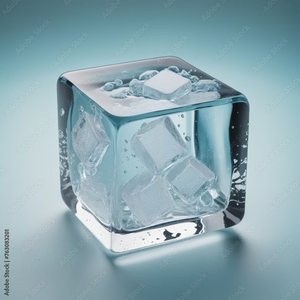Poster ice cube isolated on a transparent background
