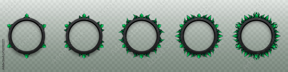 Aufkleber fantasy green and black style game gui avatar banner frames for game ui designs and developments