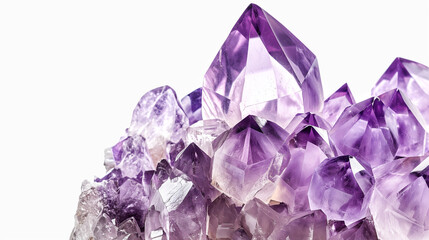 A bunch of purple crystals are piled on top of each other, Amethyst - obrazy, fototapety, plakaty