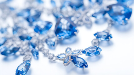 A blue Sapphire and white necklace with blue stones