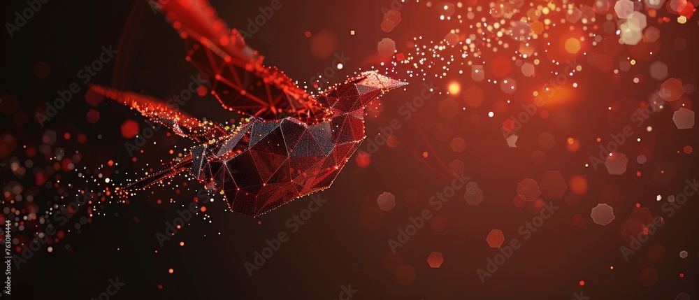 Aufkleber abstract futuristic illustration of big data. low poly shape with connecting dots on dark background
