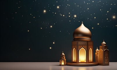 islamic ramadan background, eid al fitri, iftar, eid al adha, beautiful mosque and lantern background. camel in the middle of the desert with mosque - obrazy, fototapety, plakaty