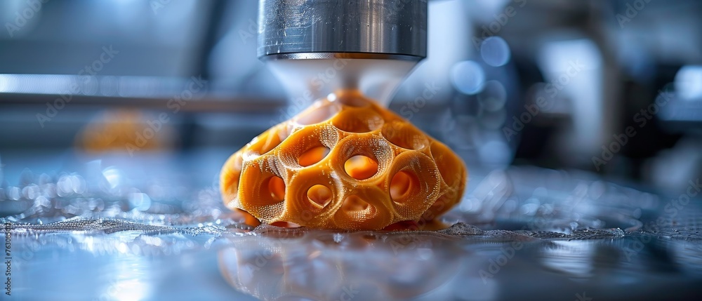 Poster additive manufacturing and robotic automation technology uses 3d printers.