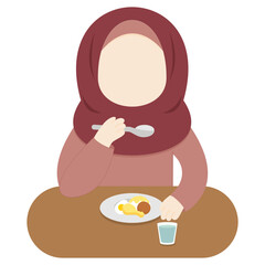 Hijab Girl Praying In Iftar And Suhoor Ramadan