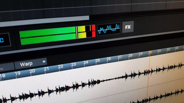 Audio sequencer on a computer. Recording music, songs. Software for writing music.