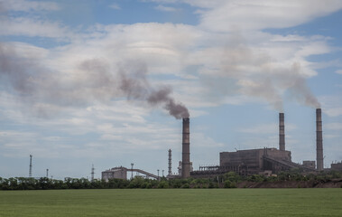 Metallurgical Combine factory in Mariupol city during Russo-Ukrainian War in Donbas region, Ukraine