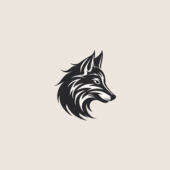 Obraz premium Wolf head flat logo design vector template