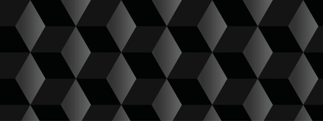 Fototapeta premium Abstract black and gray style minimal metal blank cubic. Geometric pattern illustration mosaic, square and triangle wallpaper cube. Seamless pattern grid square vector illustration tile element.