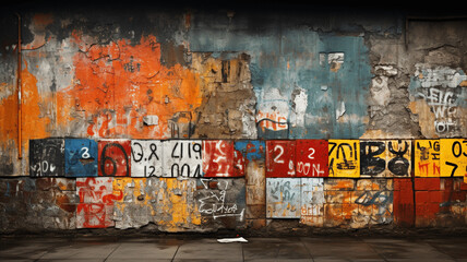 Urban Industrial Concrete Wall with Graffiti Art: Modern Street Art Background. Generative AI
