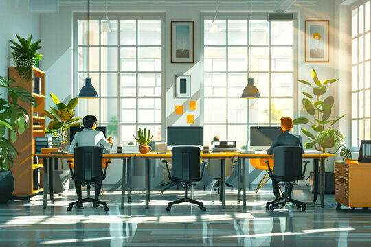 Innovative Professionals Collaborating on Cutting-Edge Project in Contemporary Office Setting