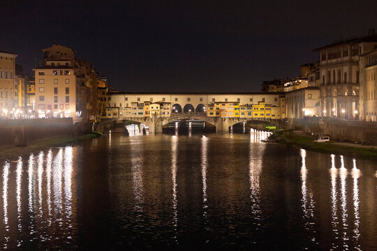 The Ponte Vecchio in Florence by night