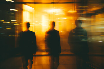 Abstracted Trio: Corporate Executives Preparing for Office Meeting