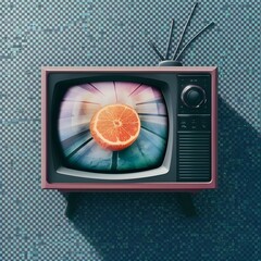 Retro television and tv on transparent background