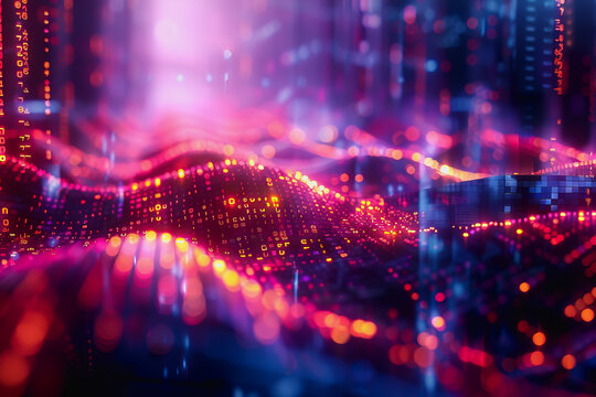 cyber security futuristic, dynamic data stream digital binary big data, and blockchain transactions 