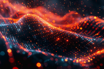 Obraz premium cyber security futuristic, dynamic data stream digital binary big data, and blockchain transactions 